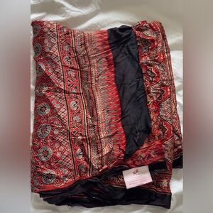 Brand New Nalli model silk ajrakh print Indian Pakistani festive saree